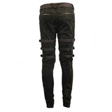 Steampunk Multi Loops Embroider Lace Up Legs Men Trousers