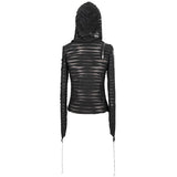 Tt147 Two Wear Basic Hooded T Shirt With Diagonal Zipper