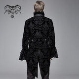 Devil Fashion Paisley Court Pattern Stand Collar Black Gothic Men Jacket