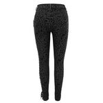 Gothic Flocking Patterned Laced Up Asymmetrical Side Women Pants
