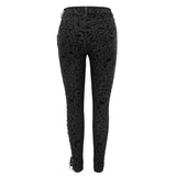 Gothic Flocking Patterned Laced Up Asymmetrical Side Women Pants