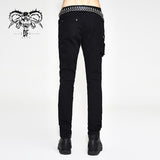 Punk Rock Asymmetric Broken Hole Men Straight Leg Pants