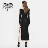 Club Punk Side High Fork Sexy Ladies Slim Fit Long Dress With Chocker