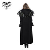 Hallowmas Christmas Festival Feather Woollen Hooded Gothic Big Cape For Women And Men