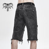 Decadence Summer Punk Rock Men Nailed Ragged Shorts