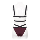 Sst008 Burgundy Gothic Lace Swimsuit Set