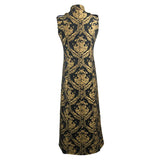 Black And Gold Court Floral Gothic Men Long Waistcoat