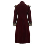 Western Fashion Noble Party Golden Embroidery Wine Fleece Men Long Coat