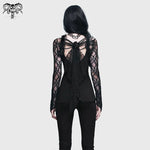 Gothic V Neck Mesh Long Sleeves Sexy Women Rose Lace Bottoming T Shirt