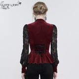 'Iris' Gothic Fringed Mesh Shirt (Red)