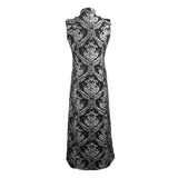 Black And Silver Palace Floral Men Long Waistcoat