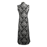 Black And Silver Palace Floral Men Long Waistcoat