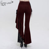 ‘Last Flight' Asymmetric Gothic Flared Pants (Red)