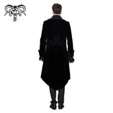 Men Black Gothic Hand Embroidered Fake Two Pieces Velvet Coats