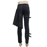 Adjusted Loops Punk Rock Broken Holes Black Men Ripped Trouser With Skirt