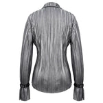 Sht05502 Cyberpunk Bright Black Pleated Blouse