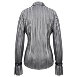 Sht05502 Cyberpunk Bright Black Pleated Blouse