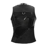 Cyber Punk Asymmetrical Design Heavy Metal Sexy Ladies Black Small Mesh Vests