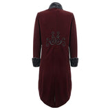 Winter Men Red Gothic Party Fake Two Pieces Velvet Long Coats