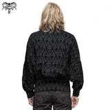 Spring Gothic Lace Up Neckline Skull Printed Men Shirt With Braids