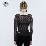 'Tongue In Cheek' Gothic Mesh Printed Top