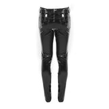 Devil Fashion Kneepad Tight Cyberpunk Fetish Men Patent Leather Trousers