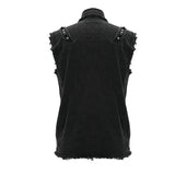 Summer Worn Out Metallic Bullet Clip Black Punk Rock Sleeveless Men Shirts