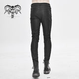 Robot Armor Gloss Printing Skinny Black Stretch Men Trousers