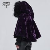 'Sweet Oblivion' Gothic Cape With Fur Lined Hood (Purple)