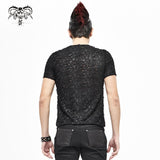 Tt162 Punk Knit Ragged Men T Shirt