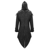 Movie Actor False Two Pieces Black Hooded Leather Long Coats For Men