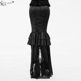 Event Gothic Short Front And Long Back Stretchy Satin Lace Up Sexy Women Fishtail Skirt