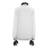 Punk Wedding Gothic Embroidered Long Sleeve Chiffon White Men Shirt With Necktie