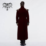 Western Fashion Noble Party Golden Embroidery Wine Fleece Men Long Coat