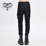 Patchwork Asymmetric Rivet Studded Punk Leather Men Trousers