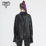 Sht05501 Cyberpunk Bright Black Pleated Blouse