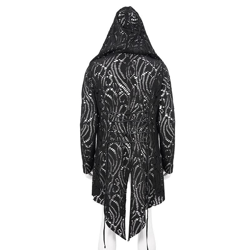 Ct168 Darkness Holes Hooded Men Coat