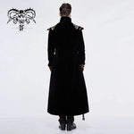 Gothic Jacquard Black Stand Collar Embroidery Men Long Coat