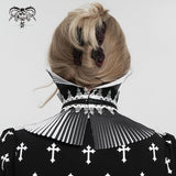 Lead Powder' Gothic Pleated and Striped High Collar