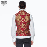 Devil Fashion Pirate Costume Gothic Patterned Red And Gold Men Short Fitted Waistcoats