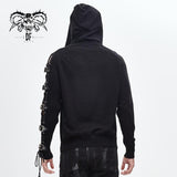 Darkness Asymmetrical Sleeves Designer Men Punk Hooded Sweater With Loops