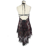 Asymmetric Women Rose Mesh Halter Sexy Lingerie With Tassels