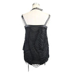 Summer Lace Up Shoulder Nailed Leather Loops Punk Women Halter Vest