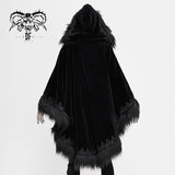 Gothic Velvet Long Fur Hooded Cloak