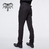 Gothic Wedding Men High Waist Slim Fit Jacquard Western Style Trousers