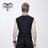 Coarse Grain Woolen Tied With Rope Cotton Punk Men Vest