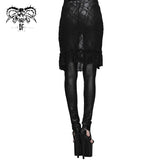 Daily Sexy Women Autumn Black Leather Leggings With Rose Lace Skirts