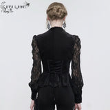 Iris' Gothic Fringed Mesh Shirt (Black)