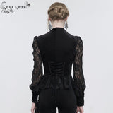 'Iris' Gothic Fringed Mesh Shirt (Black)