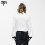 Gothic Western Fashion Palace Embroidered Ruffled Sleeves White Men Chiffon Shirts